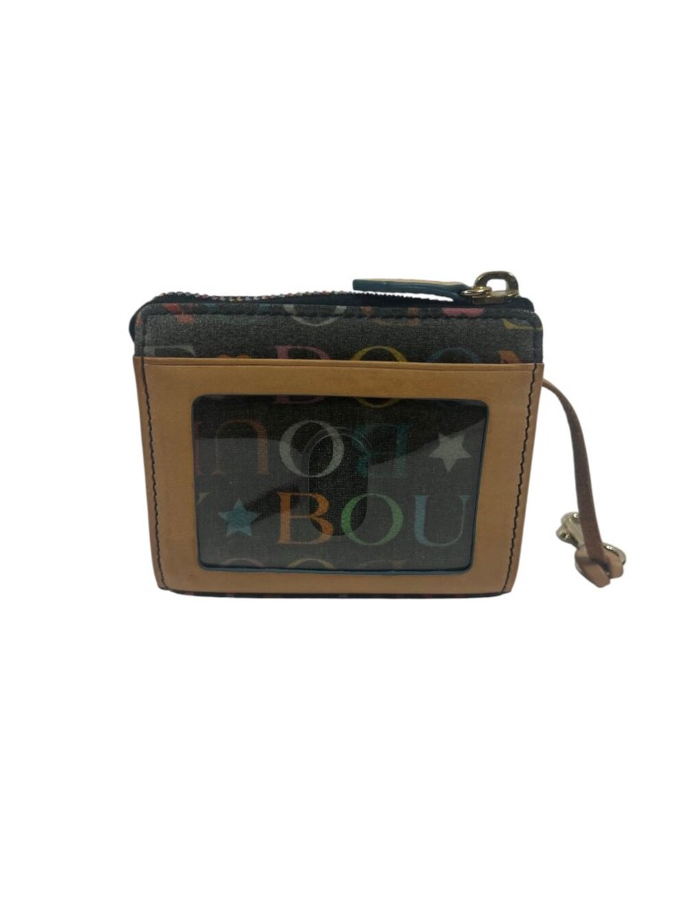 Dooney Bourke ID Coin Case Keychain Wallet Leather Trim Y2K Vintage